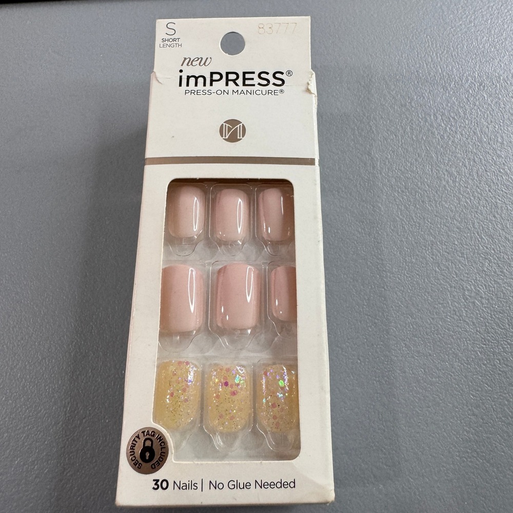 imPRESS Press-On Manicure Womens S Pink Good Dorothy 83777 Short Glitter Nails